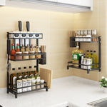 Stainless Steel Paint Black Flat Tube Multi-layer Seasoning Rack Desktop Desktop Knife Rack Chopsticks Tube Kitchen Shelf