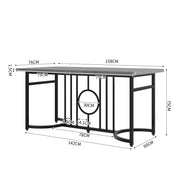 Moderner minimalistischer Esstisch, 158 x 76 x 75 cm, Design-Esstisch, einfach zu installieren, nicht klappbar, schwarze Metallbeine (Betonoptik)