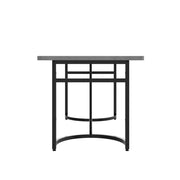 Moderner minimalistischer Esstisch, 158 x 76 x 75 cm, Design-Esstisch, einfach zu installieren, nicht klappbar, schwarze Metallbeine (Betonoptik)