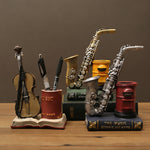 American Saxophone Resin Crafts Pen Container Ornaments Violin Storage Pen Container Office Home Decoration Wholesale