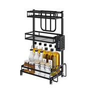 Stainless Steel Paint Black Flat Tube Multi-layer Seasoning Rack Desktop Desktop Knife Rack Chopsticks Tube Kitchen Shelf