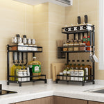 Stainless Steel Paint Black Flat Tube Multi-layer Seasoning Rack Desktop Desktop Knife Rack Chopsticks Tube Kitchen Shelf