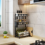 Stainless Steel Paint Black Flat Tube Multi-layer Seasoning Rack Desktop Desktop Knife Rack Chopsticks Tube Kitchen Shelf