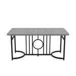 Moderner minimalistischer Esstisch, 158 x 76 x 75 cm, Design-Esstisch, einfach zu installieren, nicht klappbar, schwarze Metallbeine (Betonoptik)