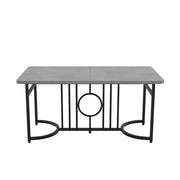 Moderner minimalistischer Esstisch, 158 x 76 x 75 cm, Design-Esstisch, einfach zu installieren, nicht klappbar, schwarze Metallbeine (Betonoptik)