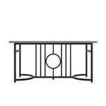 Moderner minimalistischer Esstisch, 158 x 76 x 75 cm, Design-Esstisch, einfach zu installieren, nicht klappbar, schwarze Metallbeine (Betonoptik)