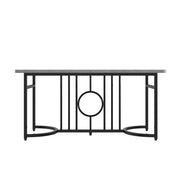 Moderner minimalistischer Esstisch, 158 x 76 x 75 cm, Design-Esstisch, einfach zu installieren, nicht klappbar, schwarze Metallbeine (Betonoptik)