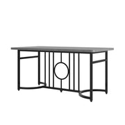 Moderner minimalistischer Esstisch, 158 x 76 x 75 cm, Design-Esstisch, einfach zu installieren, nicht klappbar, schwarze Metallbeine (Betonoptik)