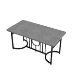 Moderner minimalistischer Esstisch, 158 x 76 x 75 cm, Design-Esstisch, einfach zu installieren, nicht klappbar, schwarze Metallbeine (Betonoptik)