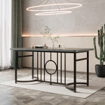 Moderner minimalistischer Esstisch, 158 x 76 x 75 cm, Design-Esstisch, einfach zu installieren, nicht klappbar, schwarze Metallbeine (Betonoptik)