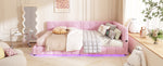 Daybett, 140*200cm Tagesbett, Schlafsofa, Bett mit Lattenrost(ohne Matratze), 16 Farben Umgebungslicht, USB-Anschluss,Typ-C, Bequemes Material, Vliesimitat, Rosa