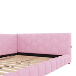Daybett, 140*200cm Tagesbett, Schlafsofa, Bett mit Lattenrost(ohne Matratze), 16 Farben Umgebungslicht, USB-Anschluss,Typ-C, Bequemes Material, Vliesimitat, Rosa