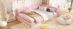 Daybett, 140*200cm Tagesbett, Schlafsofa, Bett mit Lattenrost(ohne Matratze), 16 Farben Umgebungslicht, USB-Anschluss,Typ-C, Bequemes Material, Vliesimitat, Rosa