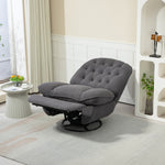 360° Swivel Recliner Adjustable Chair Chenille Glider Swivel Reclining Sofa Chair with Black Metal Round Base - Gray