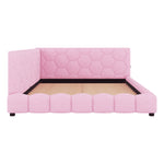 Daybett, 140*200cm Tagesbett, Schlafsofa, Bett mit Lattenrost(ohne Matratze), 16 Farben Umgebungslicht, USB-Anschluss,Typ-C, Bequemes Material, Vliesimitat, Rosa