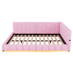 Daybett, 140*200cm Tagesbett, Schlafsofa, Bett mit Lattenrost(ohne Matratze), 16 Farben Umgebungslicht, USB-Anschluss,Typ-C, Bequemes Material, Vliesimitat, Rosa